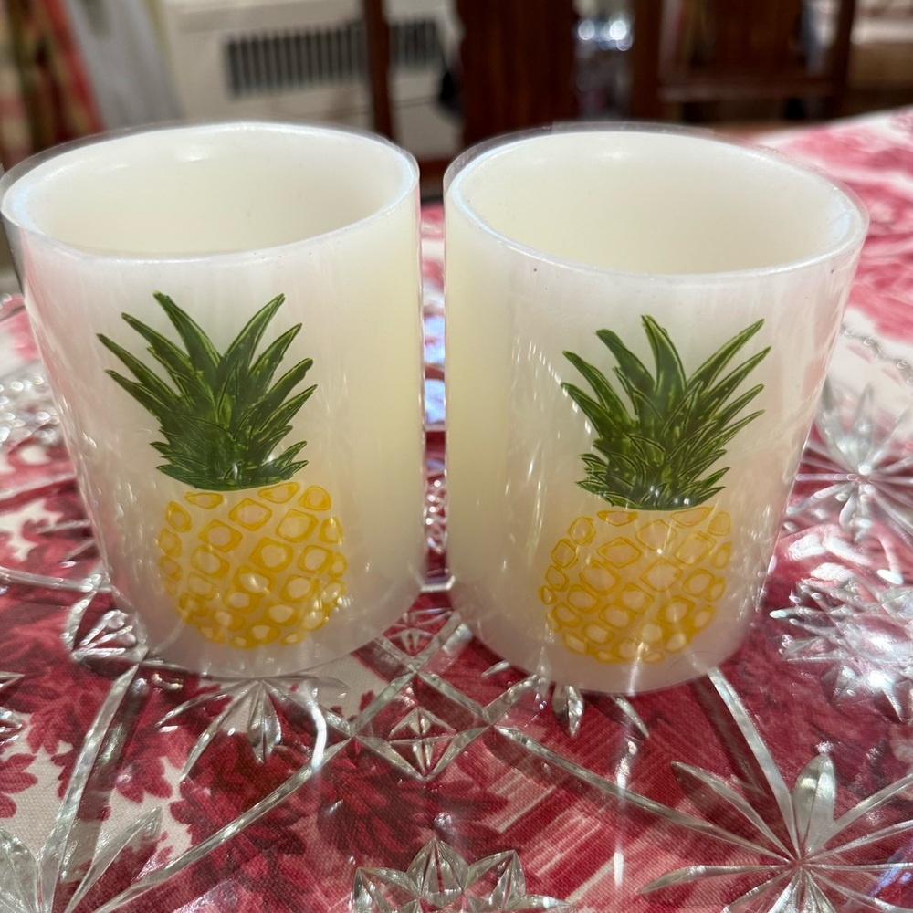 Pineapple Design Electric Candles (set of 2), Ivory, NWOT